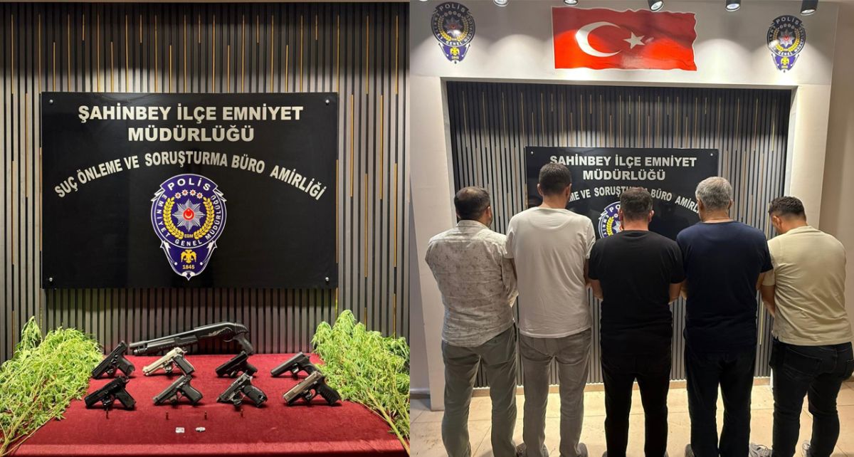 Gaziantep'te Operasyon: 5 Silah ve Uyuşturucu Maddelerle 5 Şüpheli Yakalandı