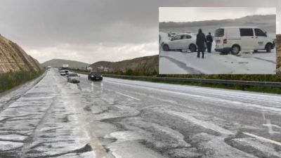 Gaziantep’te dolu yağışı nedeniyle zincirleme kaza